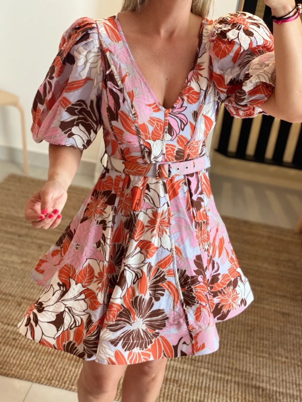 Rosevelvet Boutique Puff Sleeve Floral Mini Dress